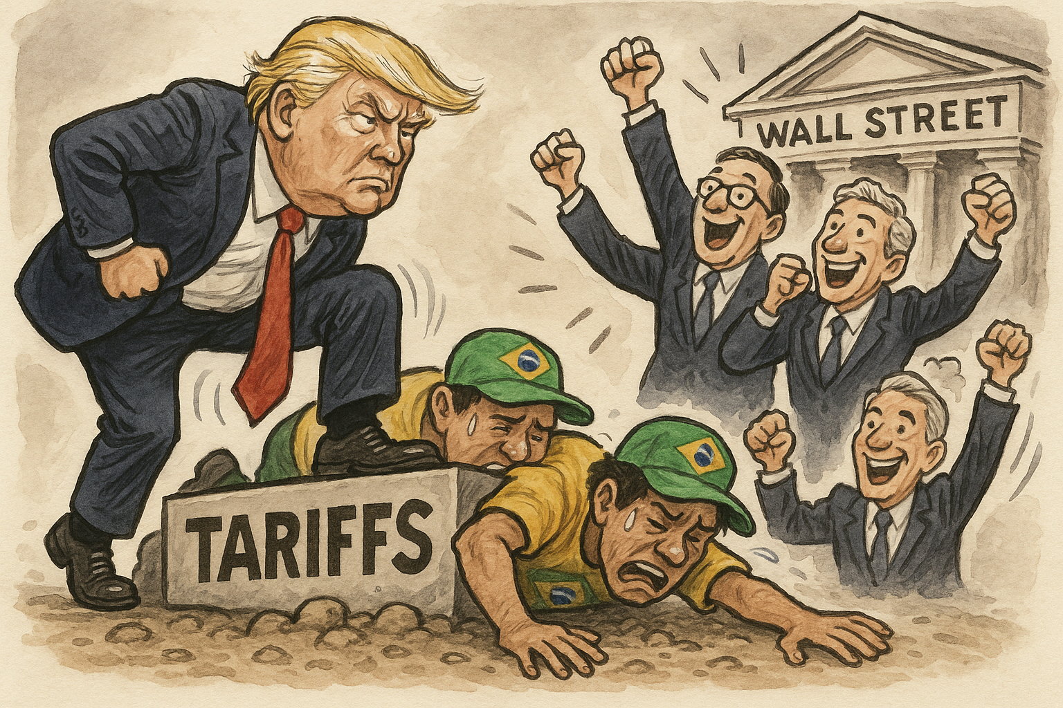 Tarifaço de Trump: aula relâmpago de como o Império bate, a Faria Lima lucra e você segue apertando o cinto